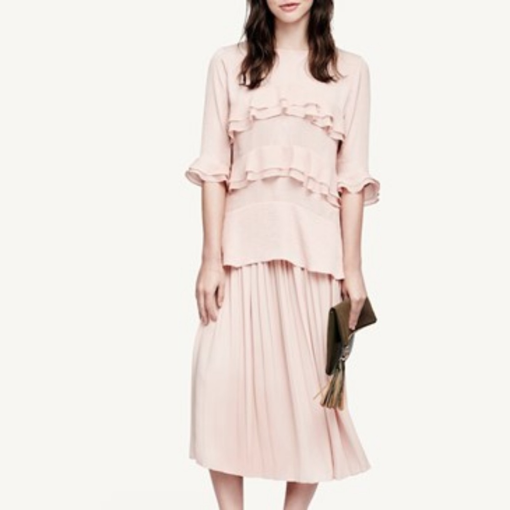 WhoWhatWear Light Pink Ruffle Top